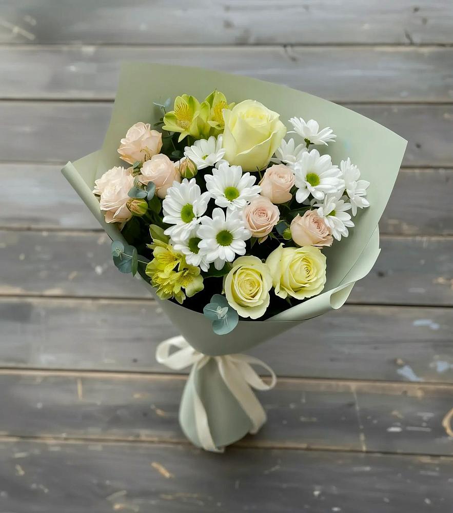 Букет цветов из: Альстромерии, Розы и Хризантемы в Горноуральский