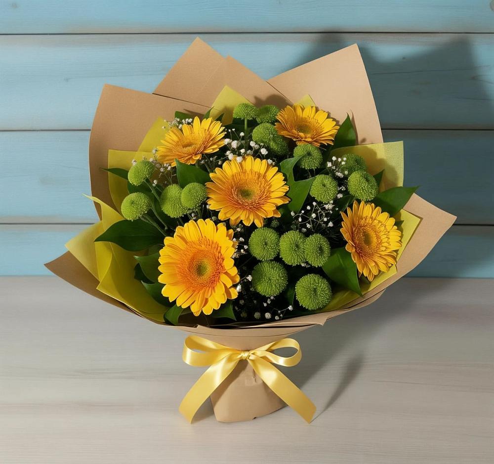 Букет цветов из: Герберы и Хризантемы в Горноуральский