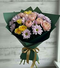 Букет цветов из:  Хризантемы и Розы #REPLACE_PRED# Горноуральский