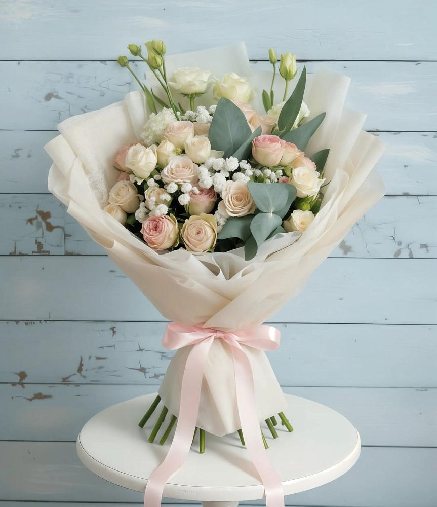 Букет цветов из: Розы и Лизиантусы в Горноуральский