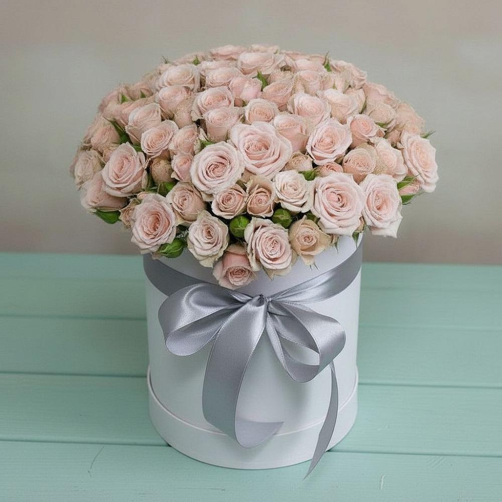 Цветочная композиция из Розы в шляпной коробке в Горноуральский